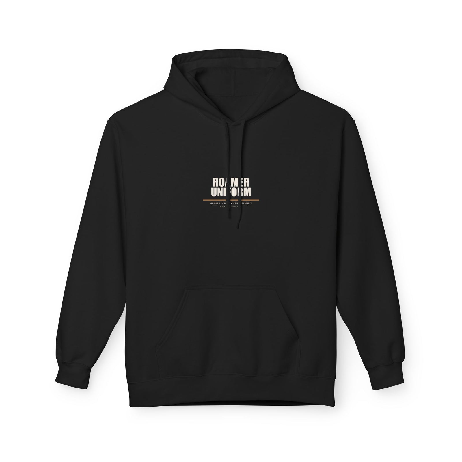 PUAKSAI NOFO Signature Hoodie Black — front view, premium fleece streetwear hoodie